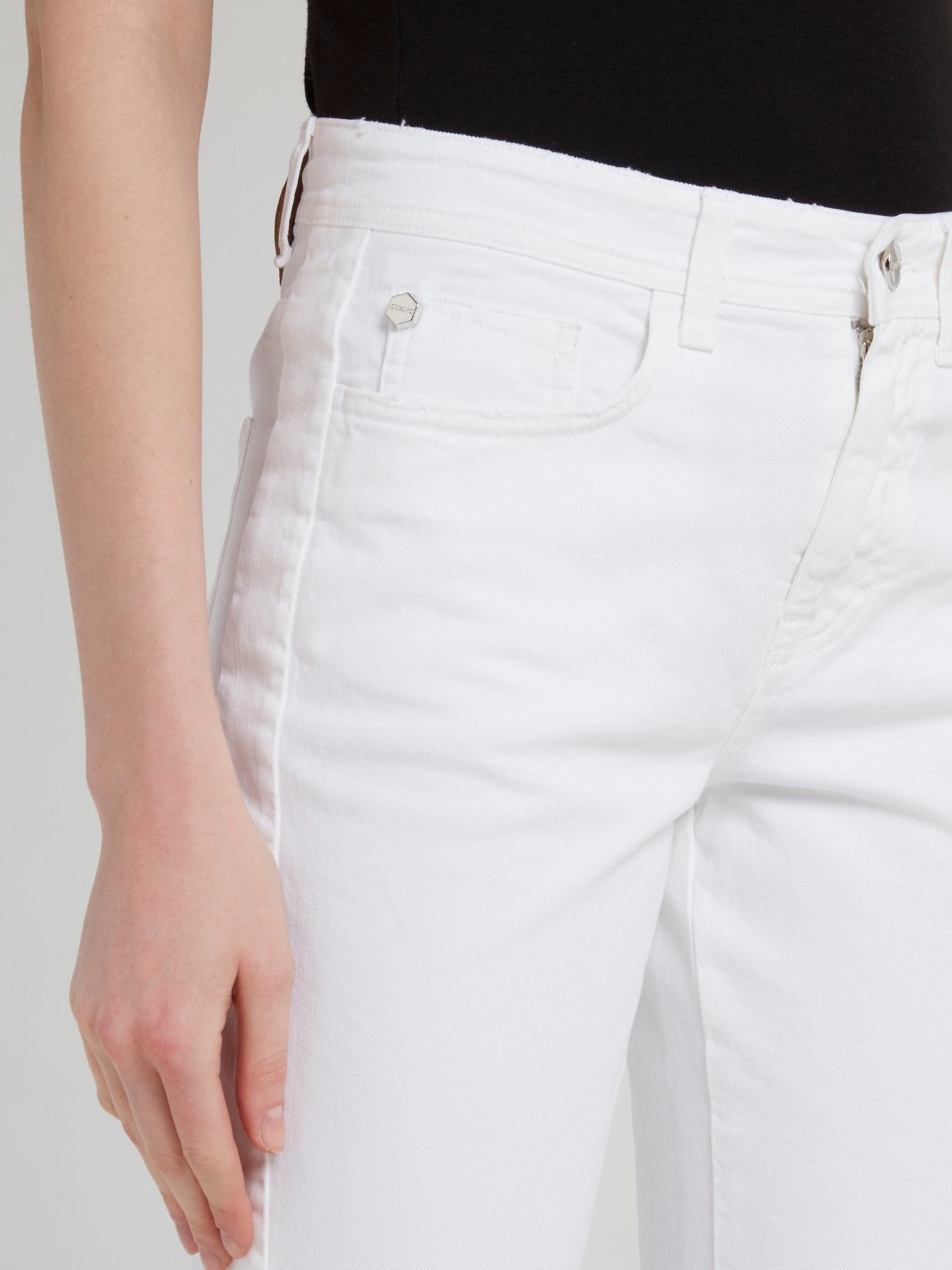 White Frayed Flared Jeans