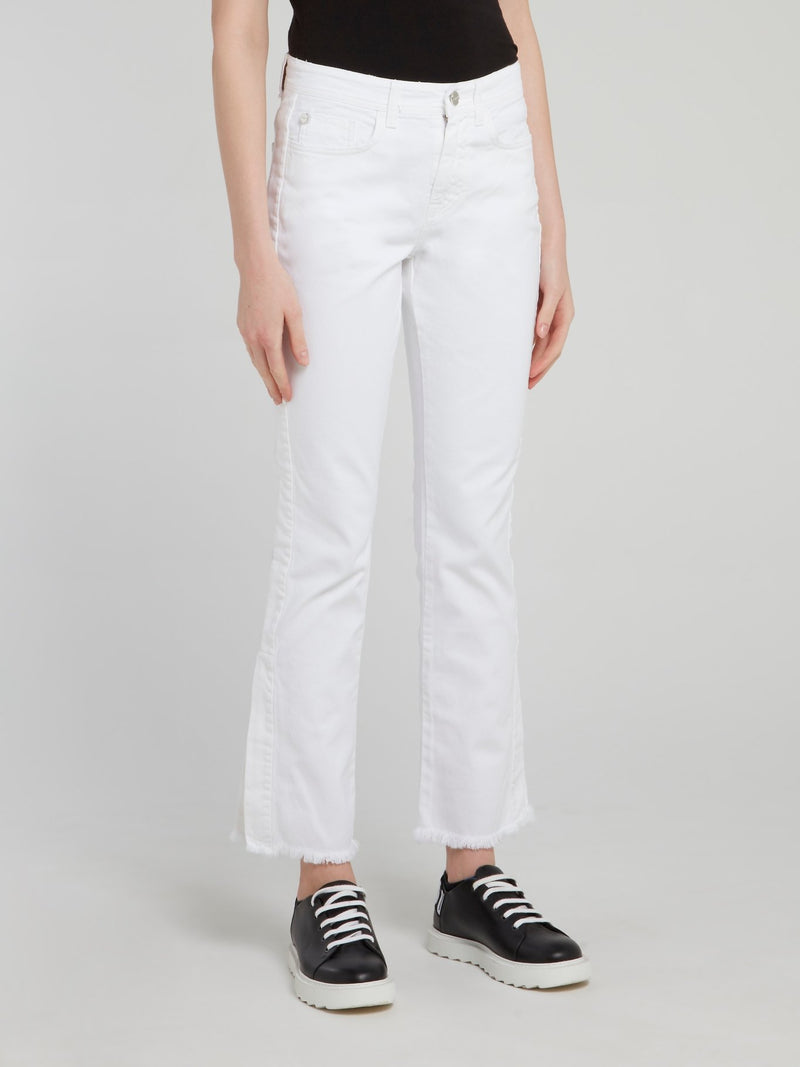 White Frayed Flared Jeans