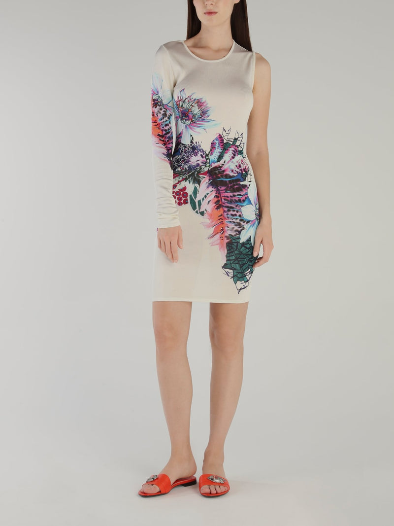Floral Print Asymmetric Knit Dress
