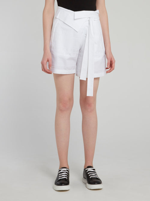White Tie Front Detail Shorts