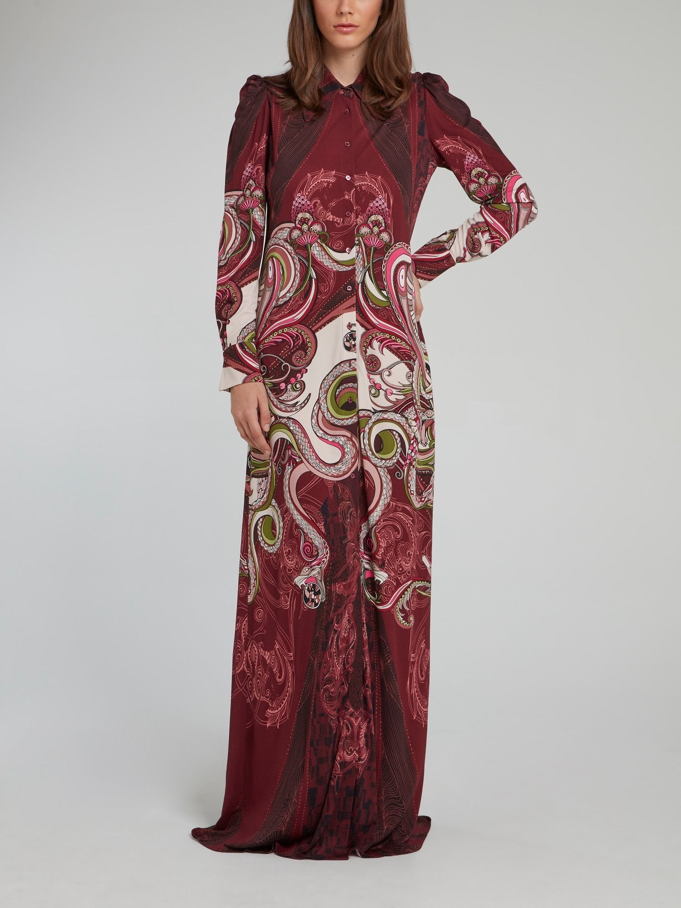 Burgundy Snake Print Button Up Maxi Dress Maison-B-More Global Store Burgundy Snake Print Button Up Maxi Dress Maison-B-More Global Store