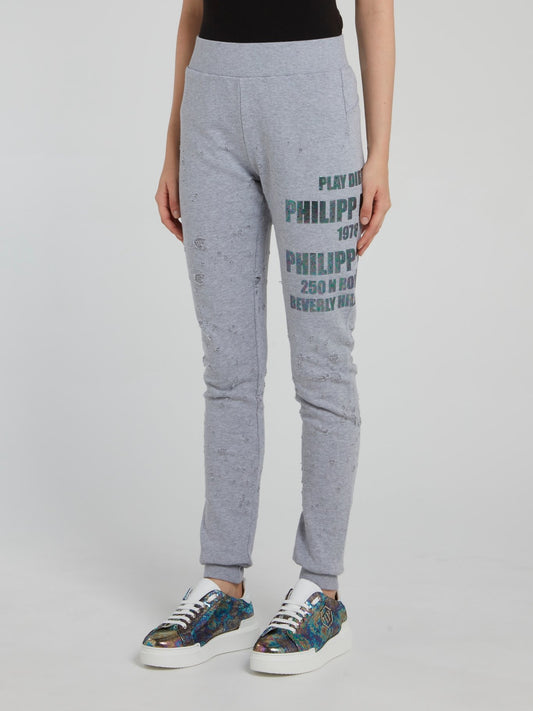 Grey Distressed Jogging Trousers