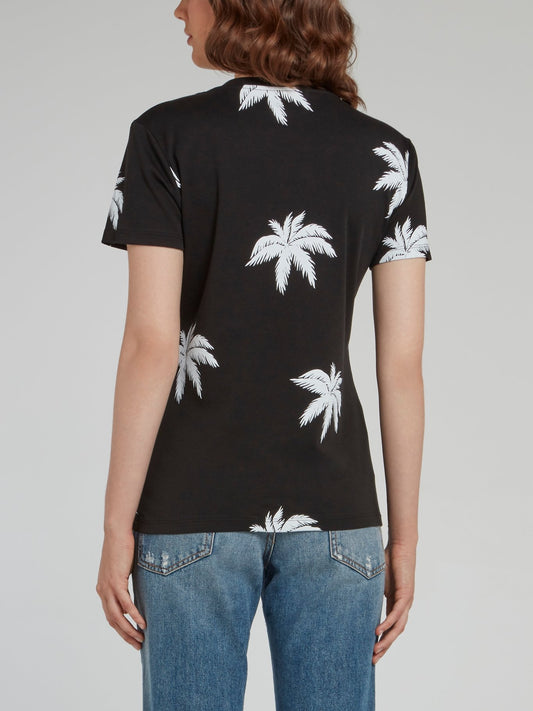 Черная футболка с круглым вырезом и отделкой Aloha Plein
