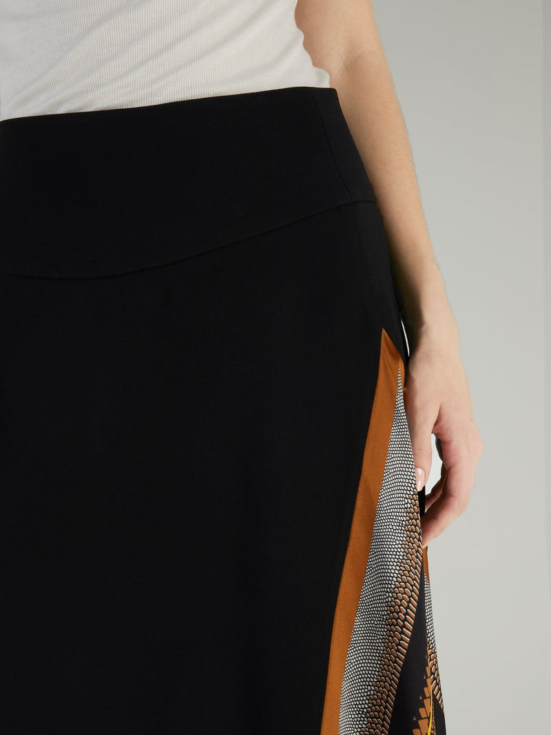 Asymmetric Paneled Midi Skirt