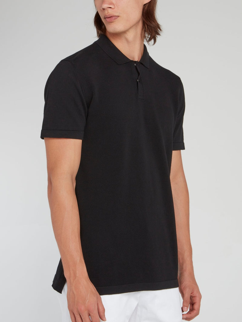 Black Rear Logo Knitted Polo Shirt