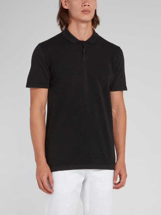 Black Rear Logo Knitted Polo Shirt