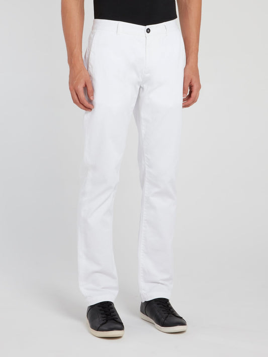 White Straight Cut Trousers