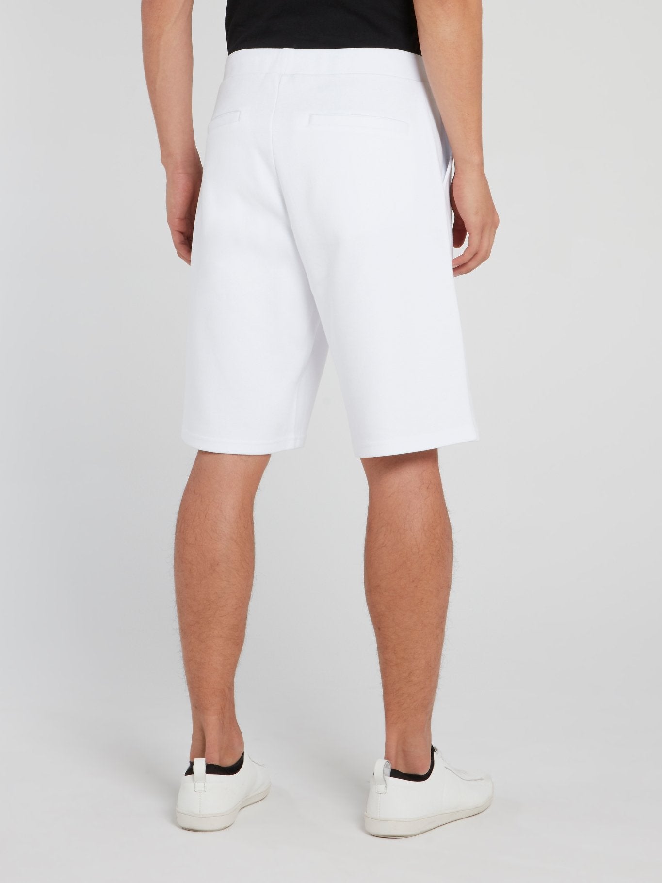 White Logo Drawstring Knitted Shorts