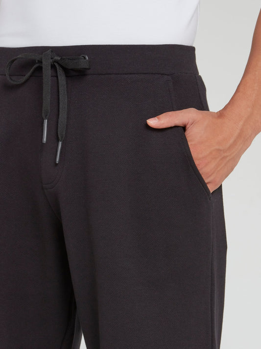 Black Logo Drawstring Knitted Shorts