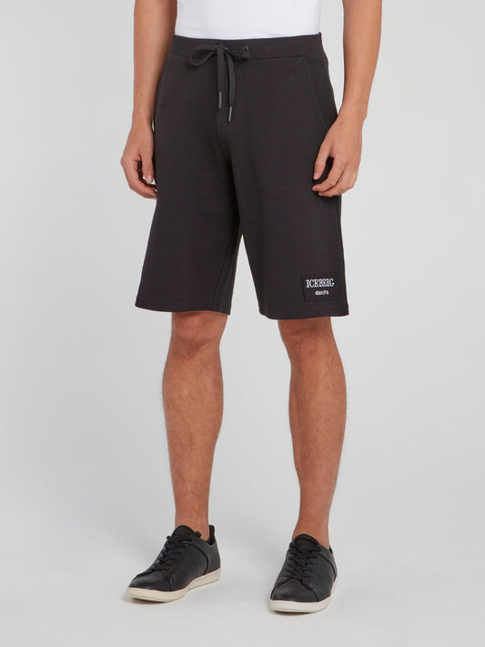 Black Logo Drawstring Knitted Shorts