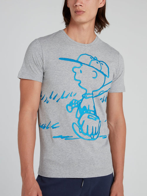 Charlie Brown Grey Cotton T-Shirt