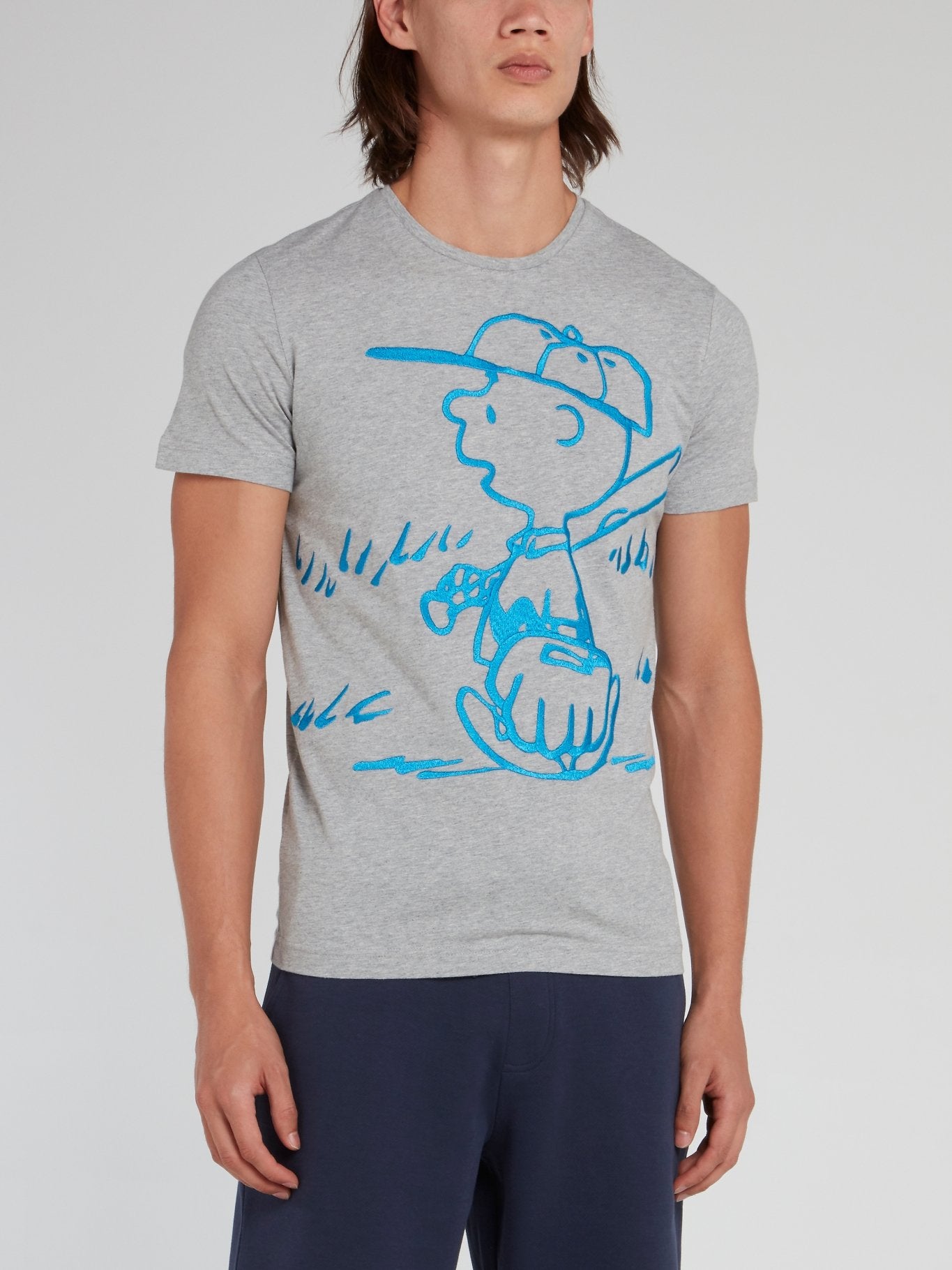 Серая хлопковая футболка с рисунком Charlie Brown