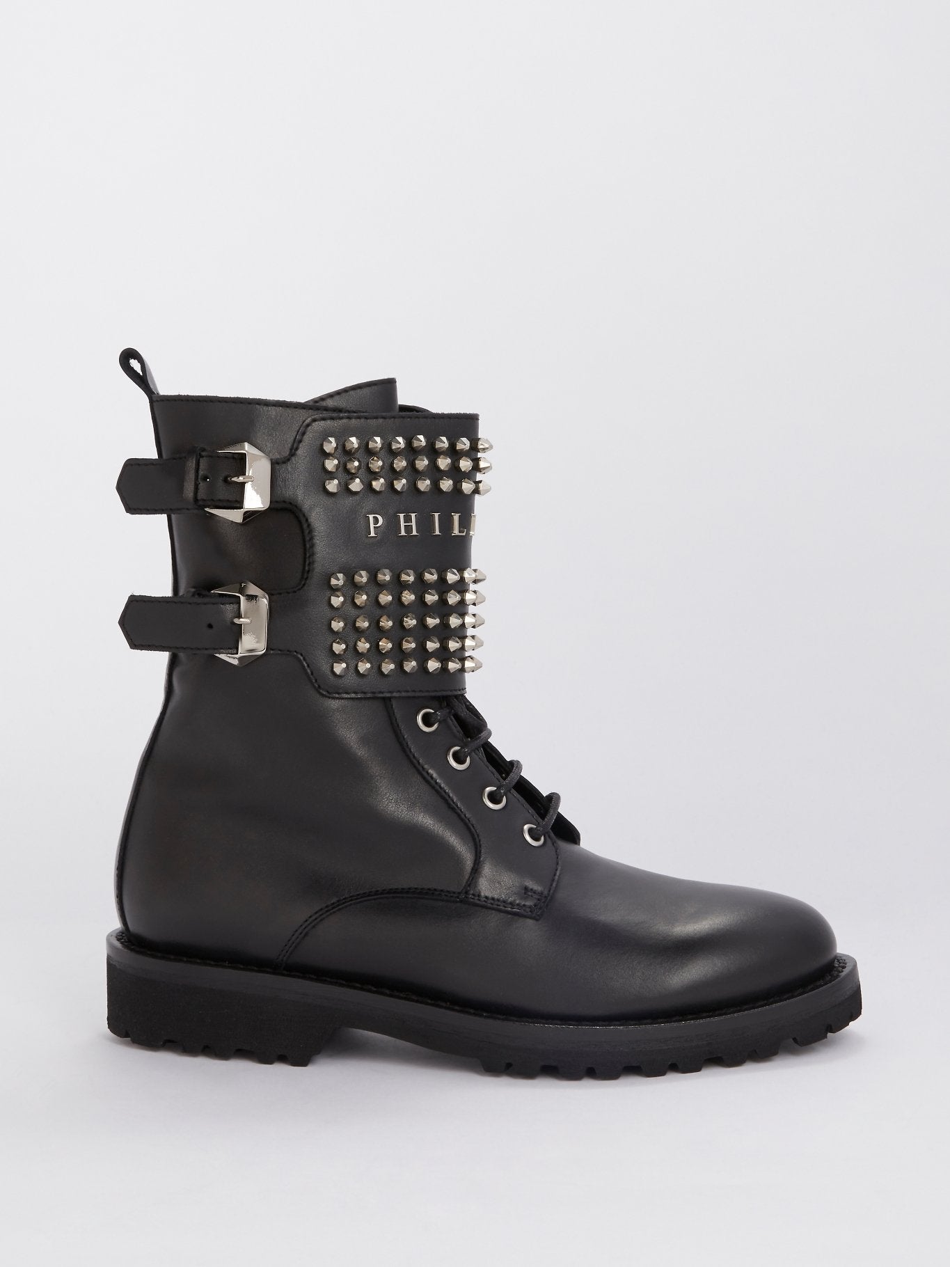 Studded Leather Combat Boots