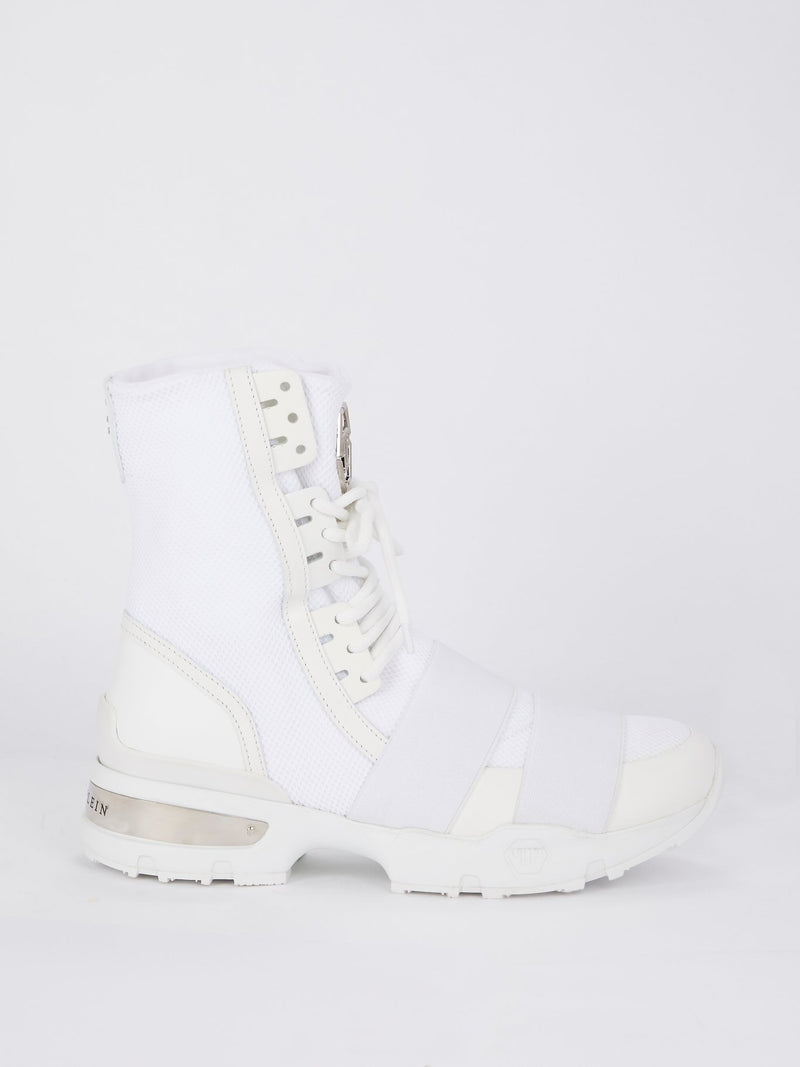 White Mesh Sneaker Boots