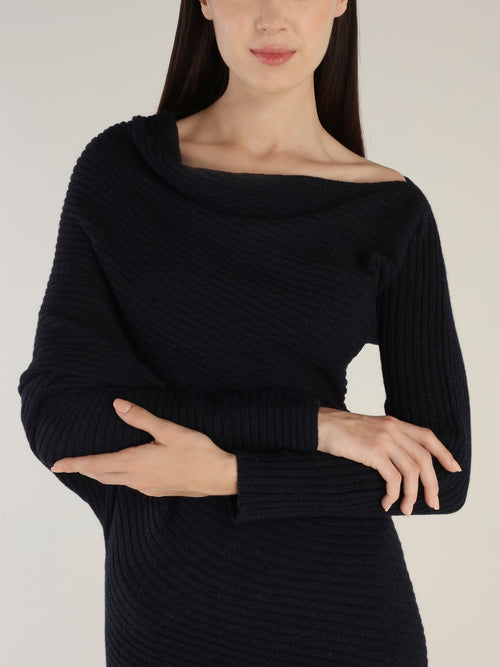 Navy Pullover Knit Maxi Dress