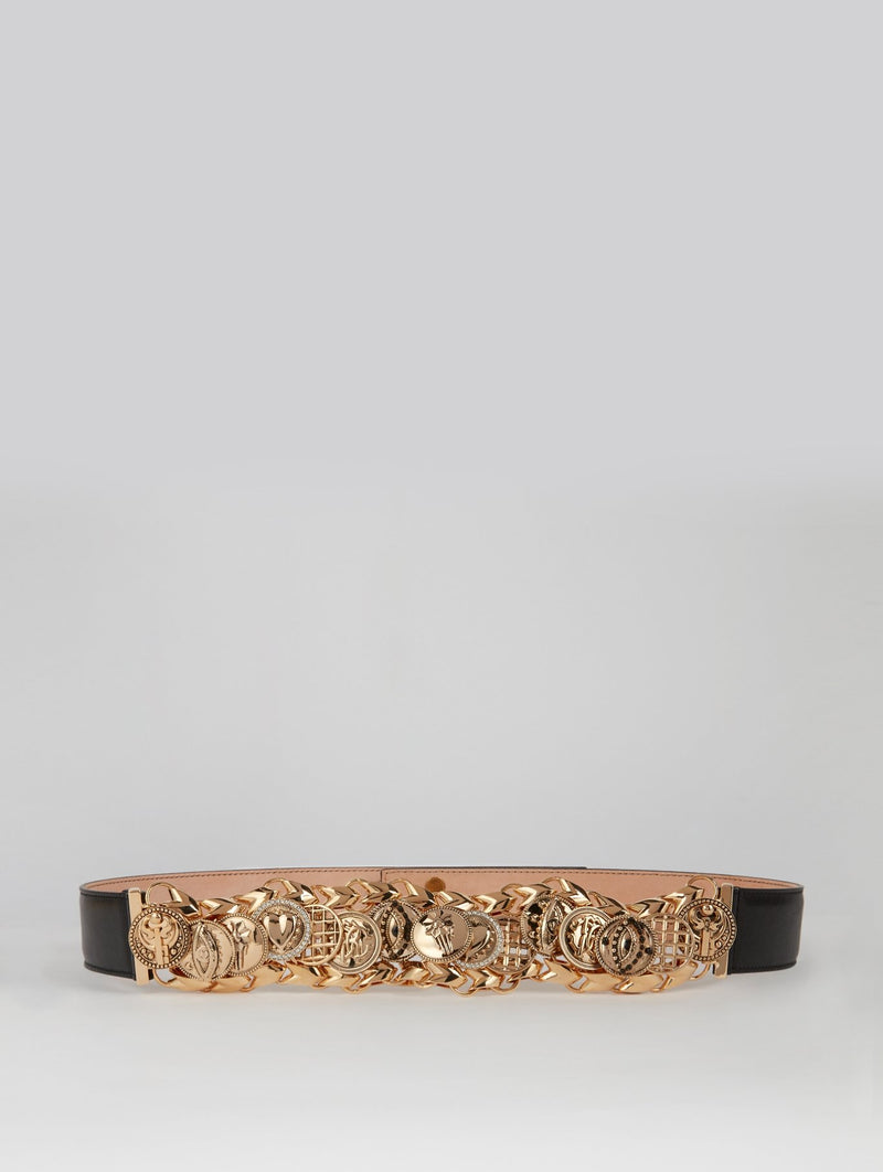 Gold Embellished Leather Belt