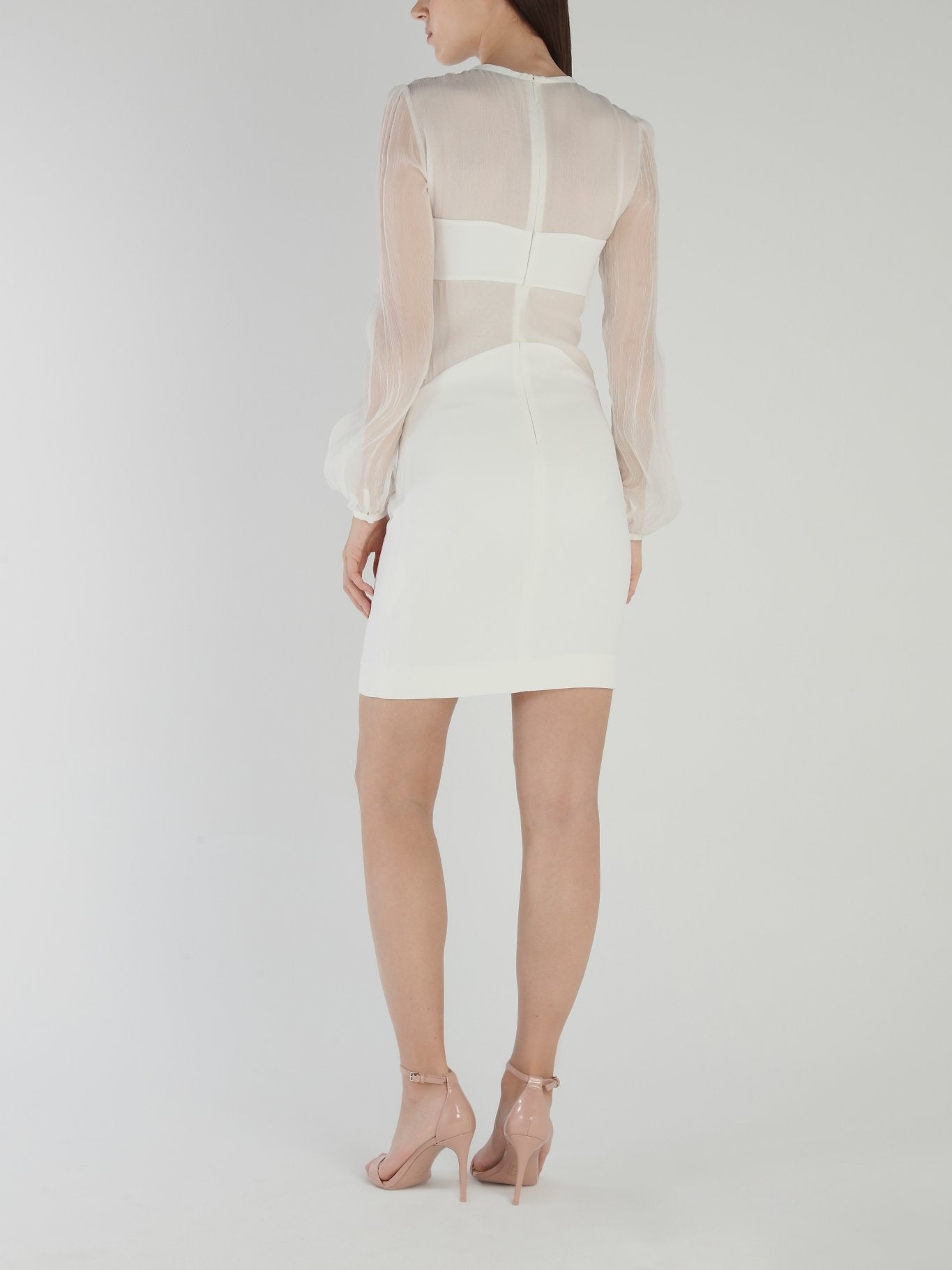 White Illusion Neckline Mini Dress