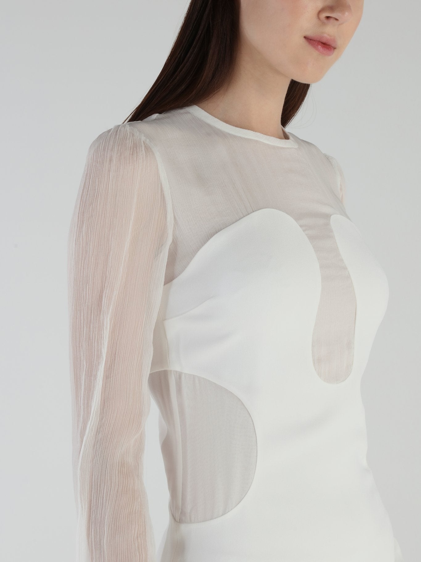 White Illusion Neckline Mini Dress