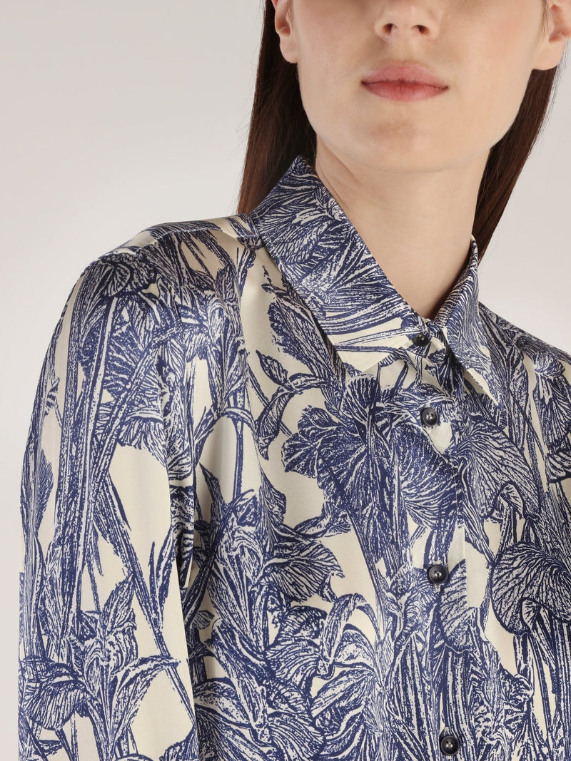 Tropical Print Silk Shirt