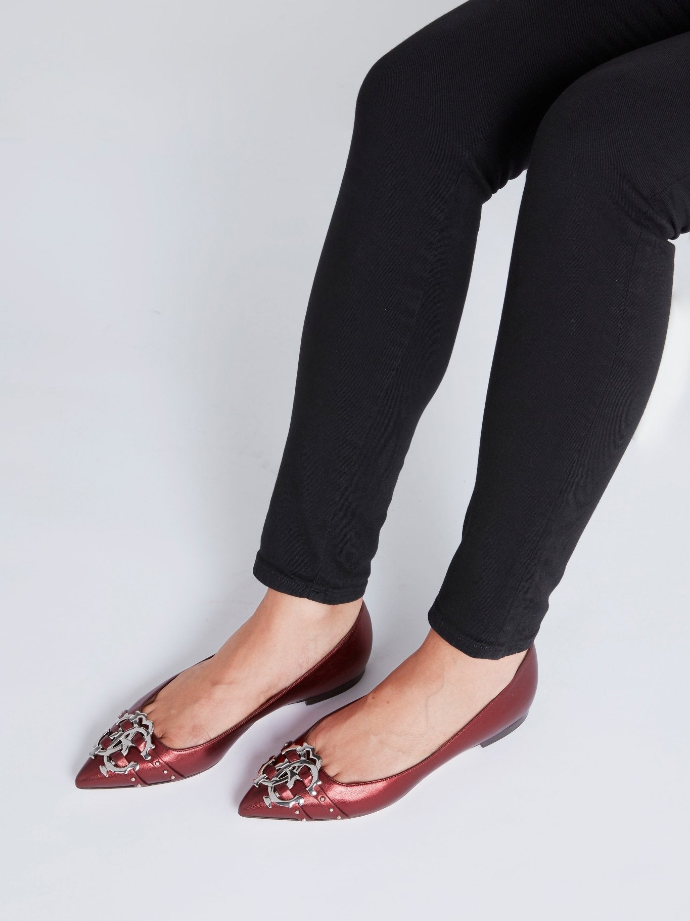 Red Leather Monogram Flats