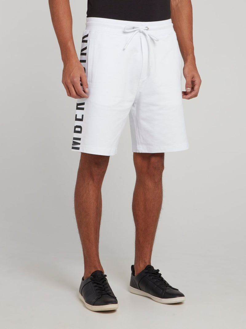 White Side Logo Drawstring Shorts