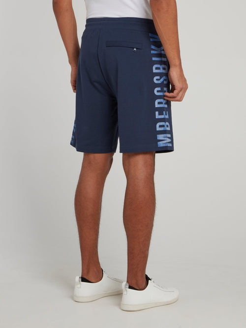 Navy Side Logo Drawstring Shorts