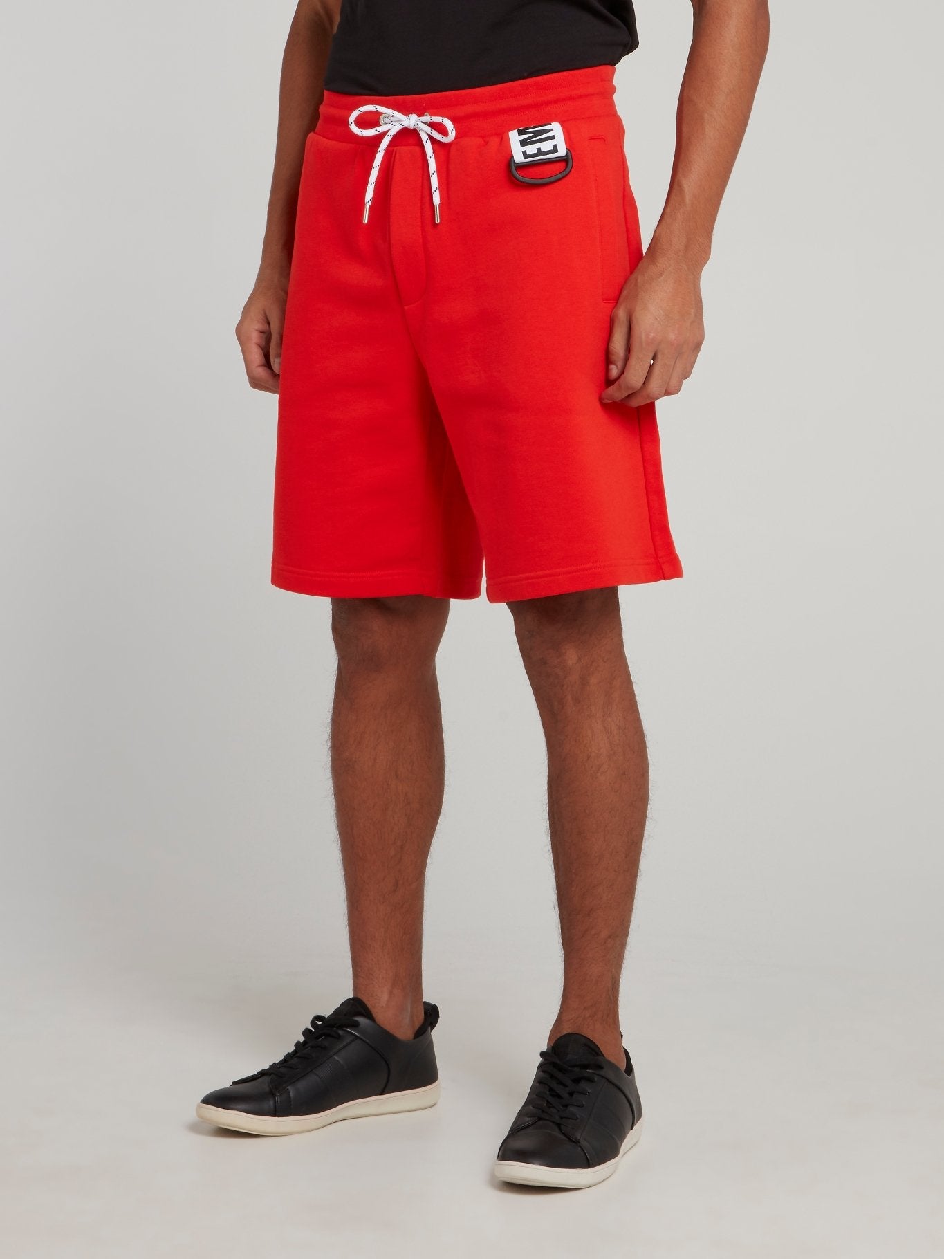 Red Logo Strap Drawstring Shorts
