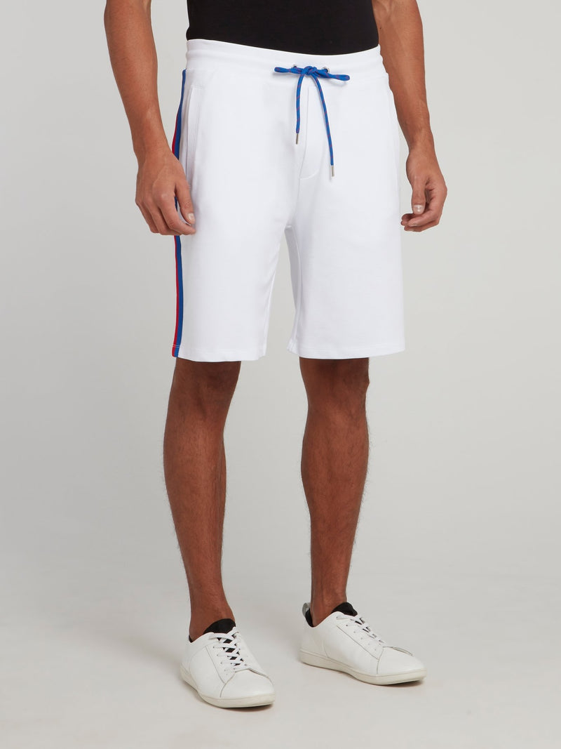 White Side Stripe Drawstring Shorts