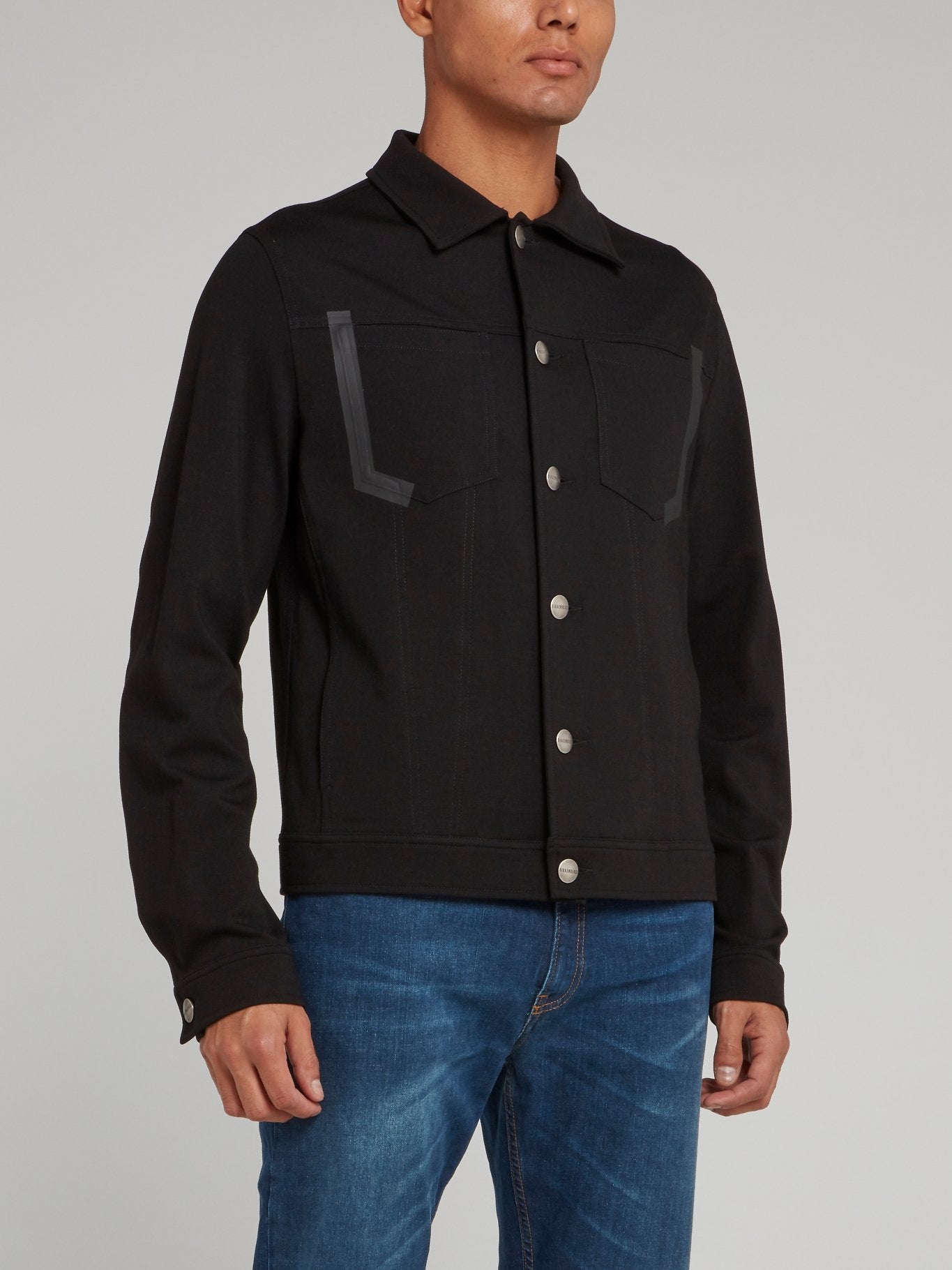 Black Jean Button Jacket