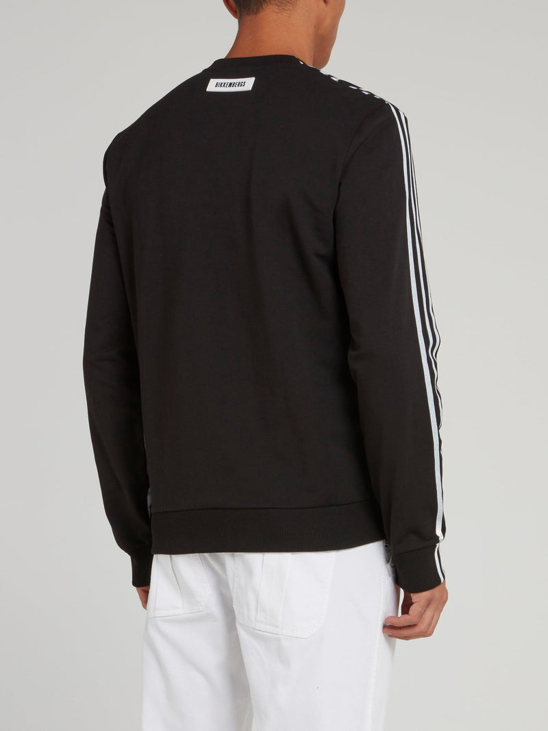 Black Distorted Stripe Sweatshirt