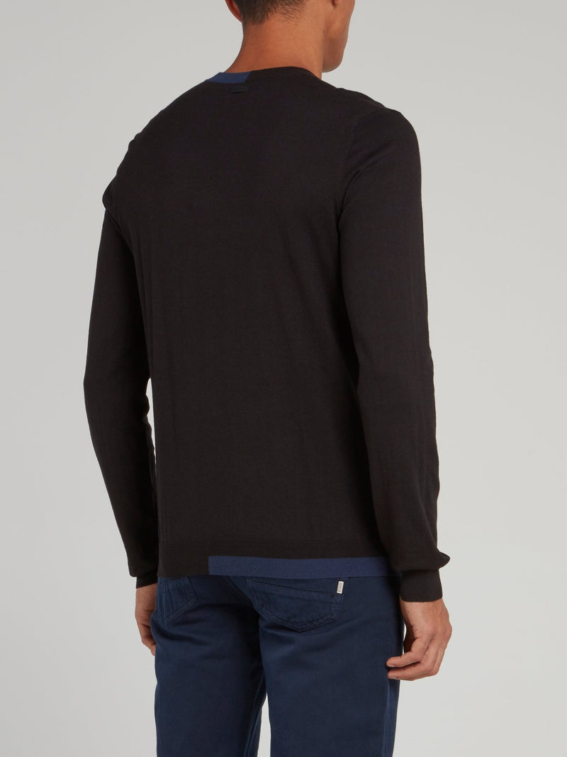 Black Contrast Lining Sweatshirt