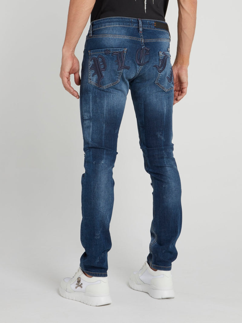 Gothic Plein Navy Distressed Jeans