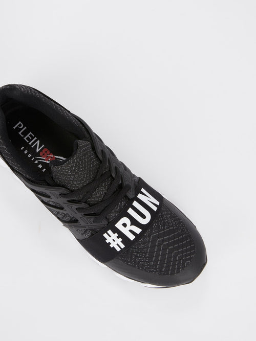 Black Front Strap Running Sneakers