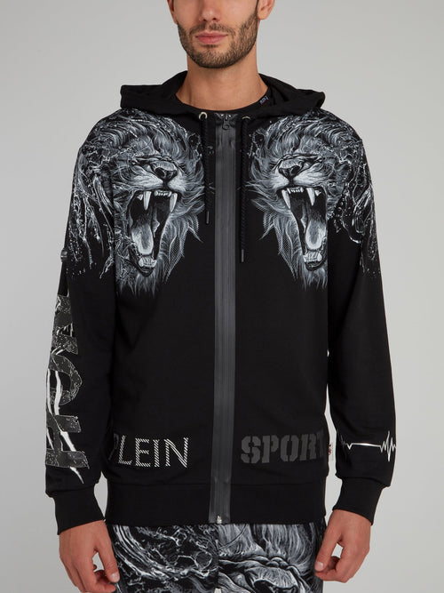 Milos Lion Print Hoodie Sweat Jacket