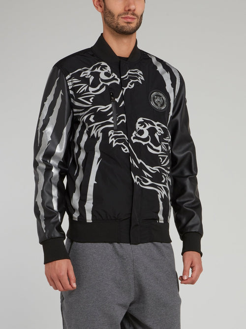 Black Tiger Print Nylon Jacket