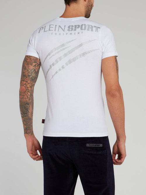 White Logo Scratch Print T-Shirt