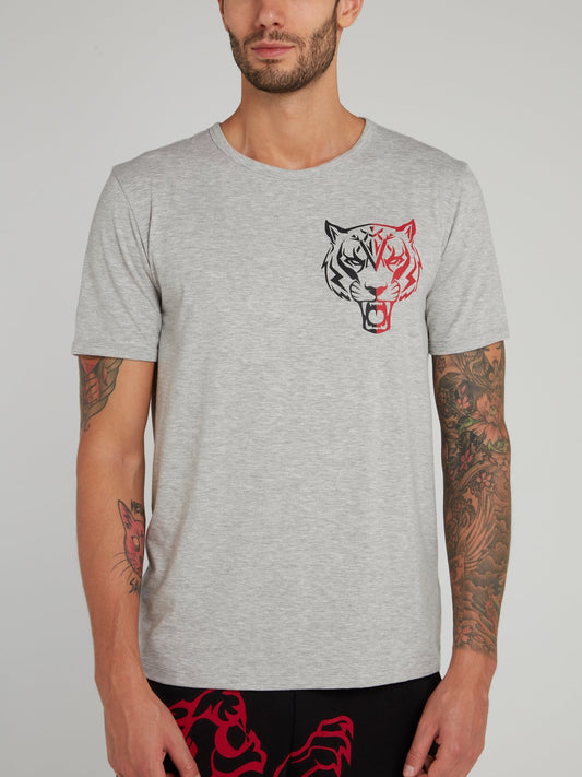Grey Tiger Print T-Shirt