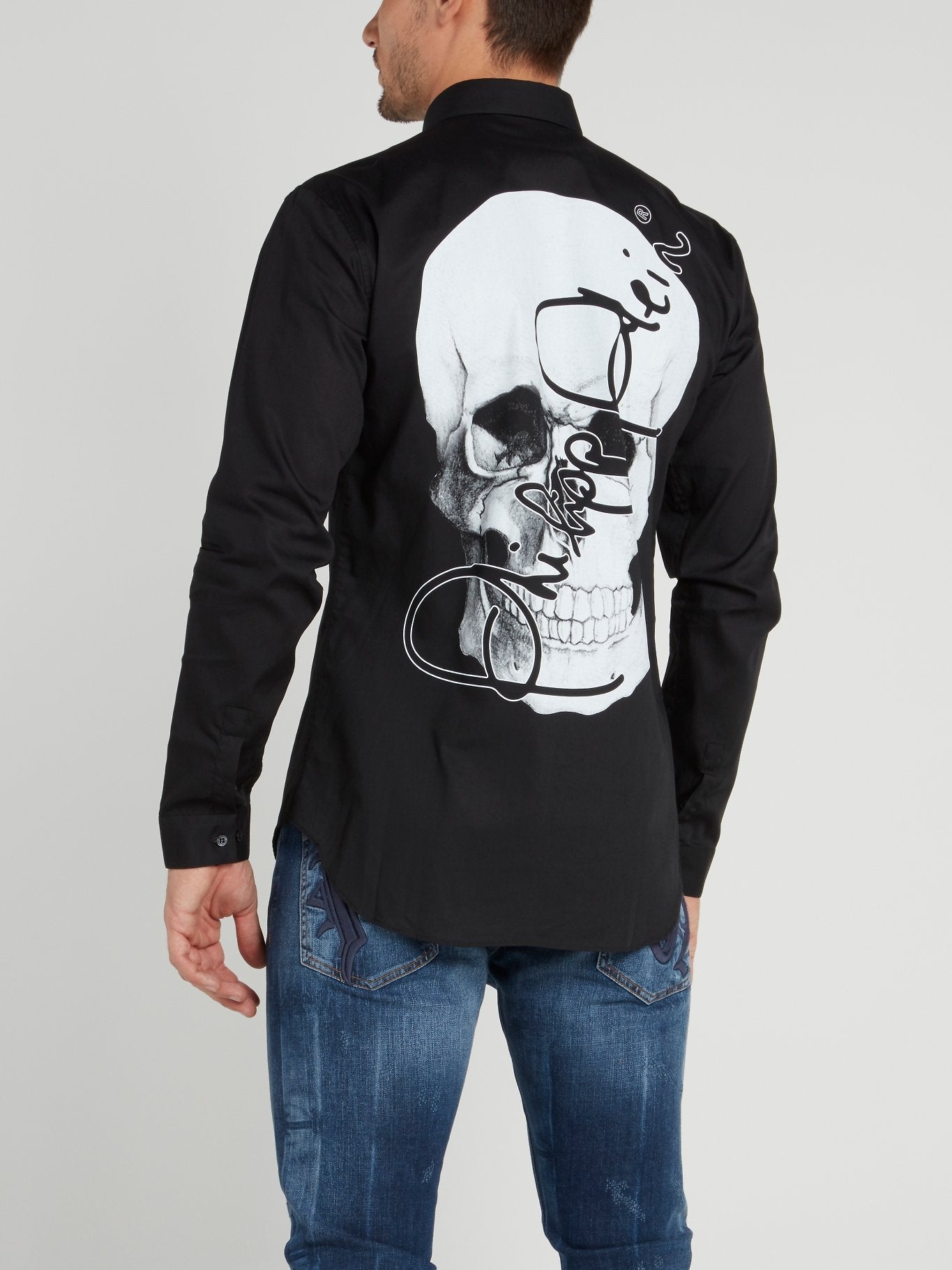 Black Rear Skull Print Shirt