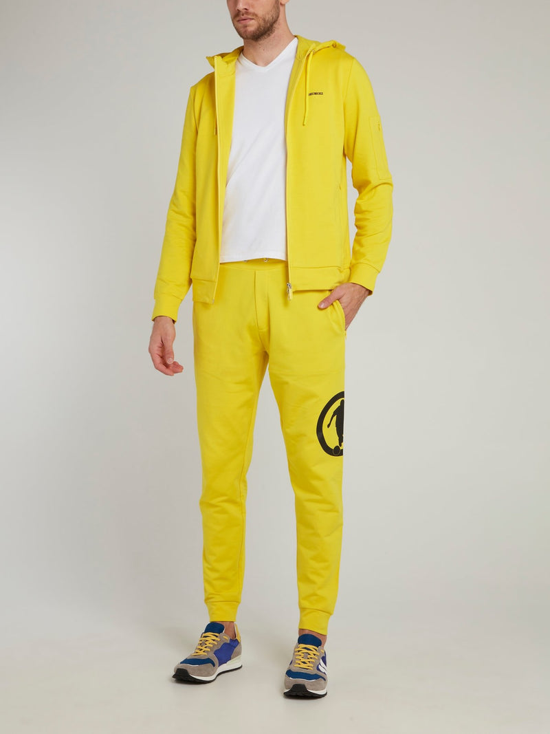 Yellow Sport Logo Fleece Pants
