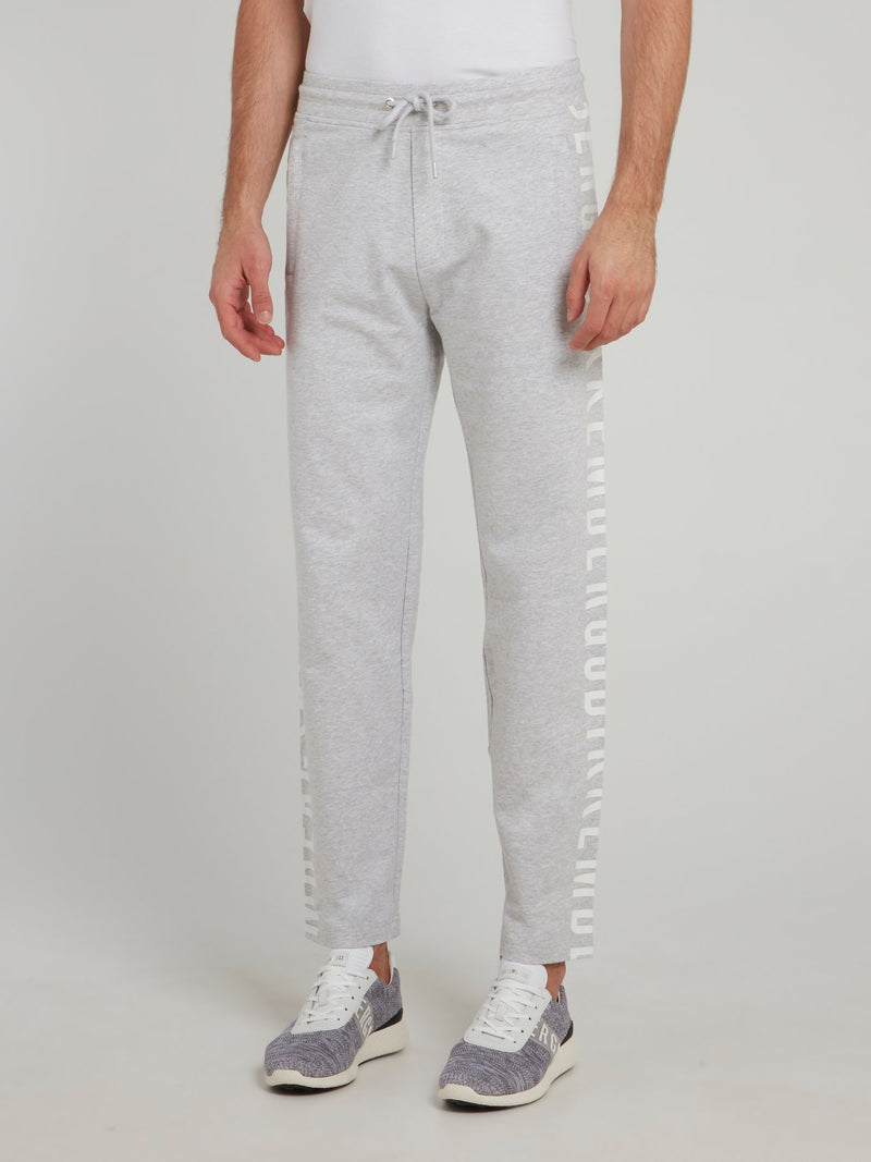 Grey Logo Side Stripe Fleece Pants