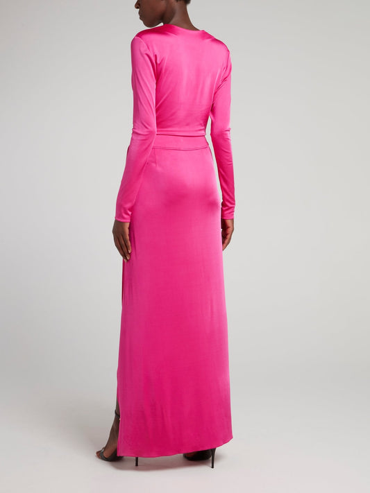 Pink Wrap Maxi Dress