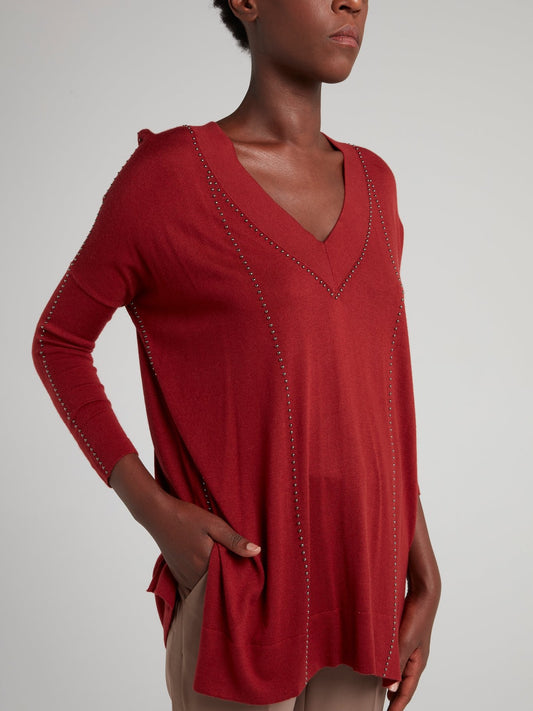 Red Studded Trapeze Top