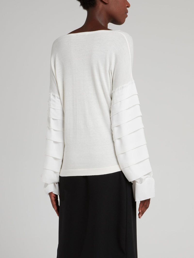 White Tiered Sleeve Sweater