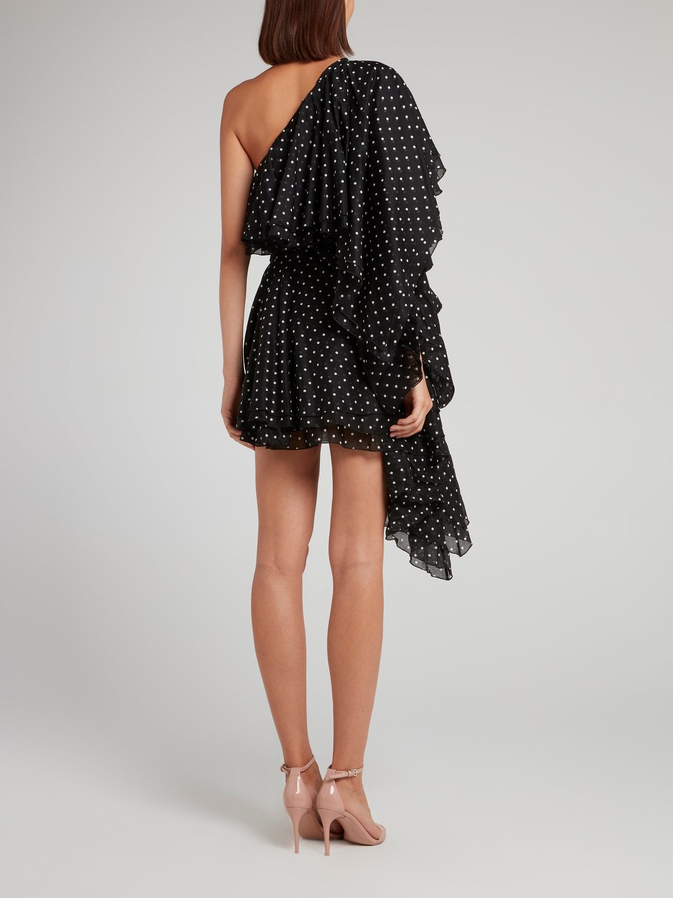 asymmetric polka dot dress Pippa Sleeveless Asymmetrical Polka Dot Print Midi Dress Black MEDIUM