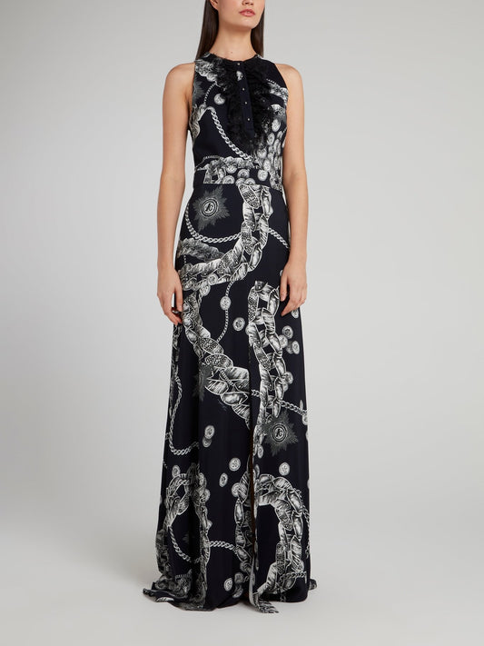 Chain Print Lace Bib Dress