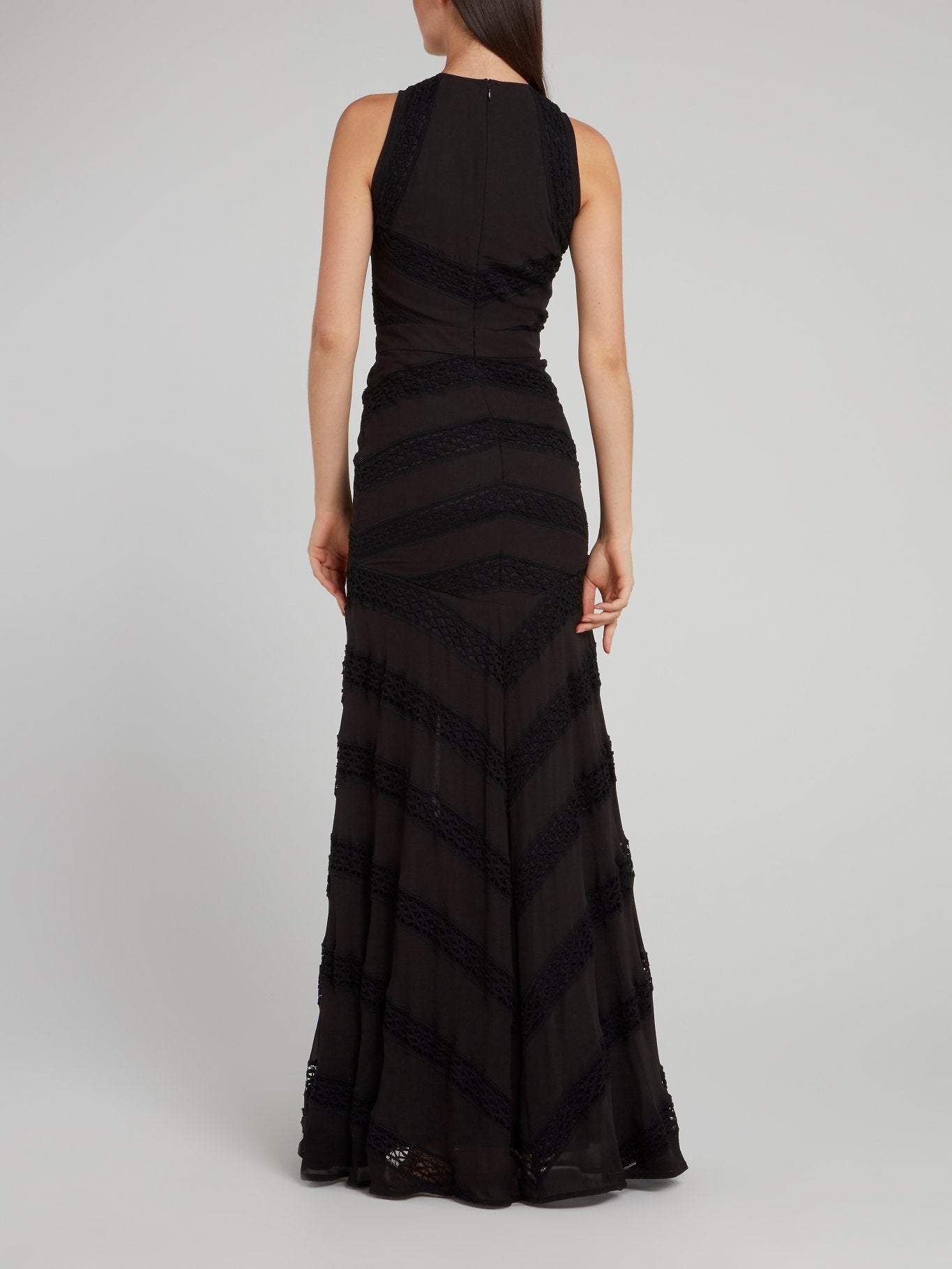 Black Lace Bib Maxi Dress