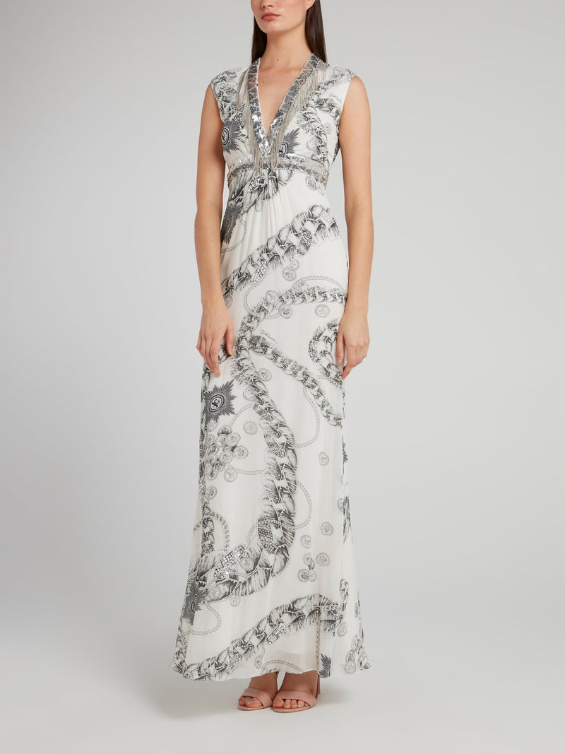 White Sequin Empire Waist Dress Maison-B-More Global Store White Sequin Empire Waist Dress Maison-B-More Global Store