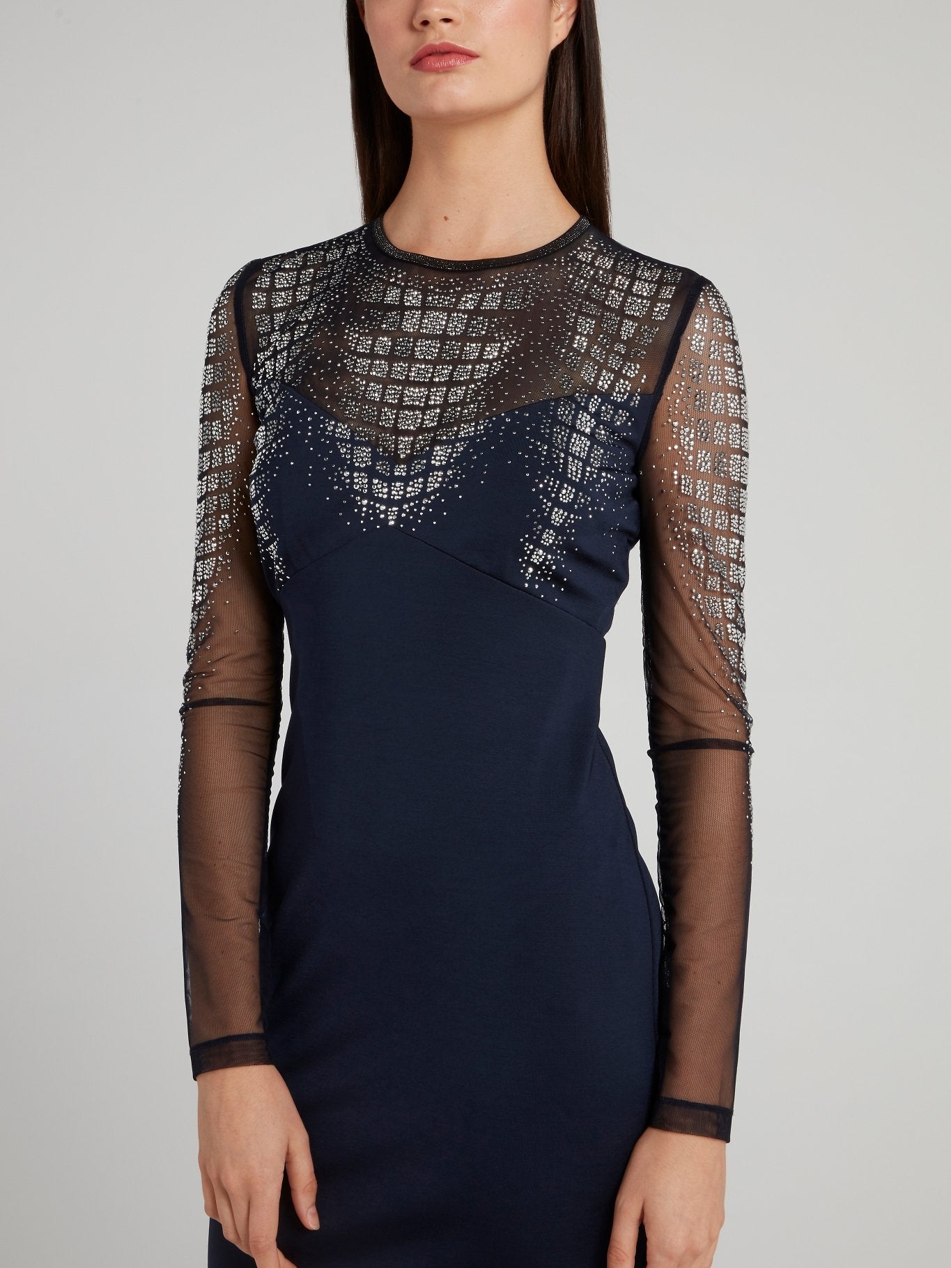 Studded Mesh Panel Dress Studded Mesh Panel Dress