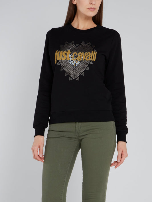 Black Embellished Logo Sweatshirt