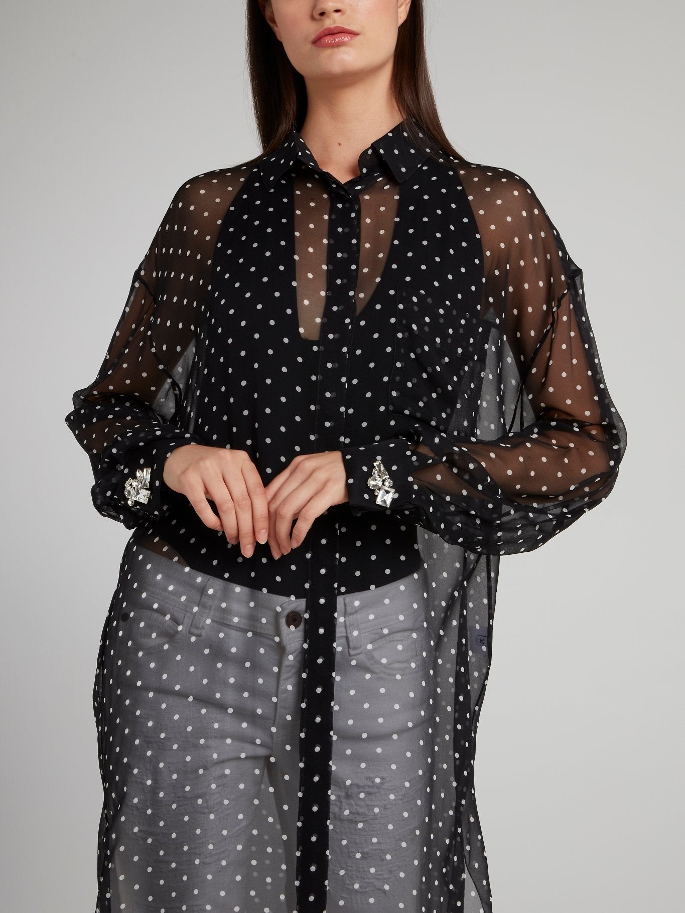 Black Sheer Overlay Polka Dot Maxi Dress Black Sheer Overlay Polka Dot Maxi Dress